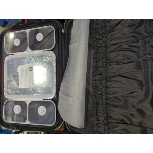 Mid-Size Makeup Bag with LED 1X5X10X20X30X Magnifying Mirror and Travel Makeup Train Case Cosmetic Organiser with Mirror and Separate Makeup Brush Panel, Portable Adjustable Divider, Black