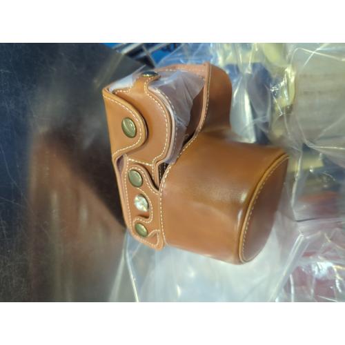Color Brown leather Premium PU Full Body Leather Camera Case Bag with Camera Shoulder Strap