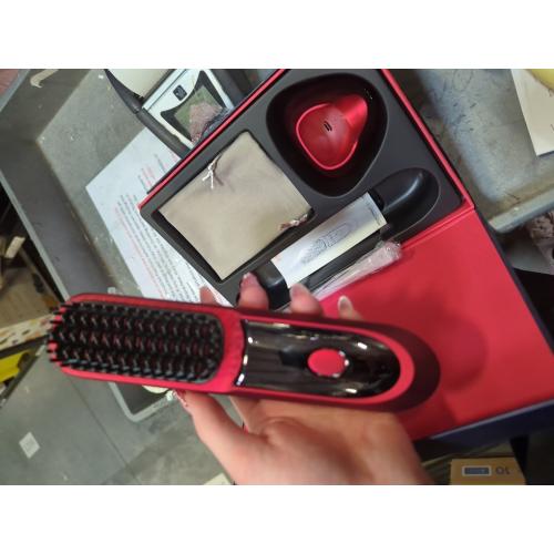 Go Brush Pro for Short Hair 2026, Portable Straightener Brushs for Travel, with LCD Temperature Display, Fast Heating Cordless Mini Hair Brushs (Red)