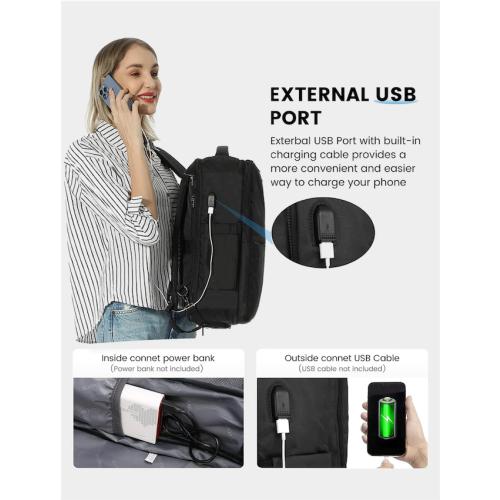 LOVEVOOK 40L Travel Backpack With 3 Packing Cubes Expandable Large Laptop Backpack Women Waterproof Backpack Waterproof Daypack Travel Bag TSA Fit 17inch Laptop Luggage With USB Charging Port