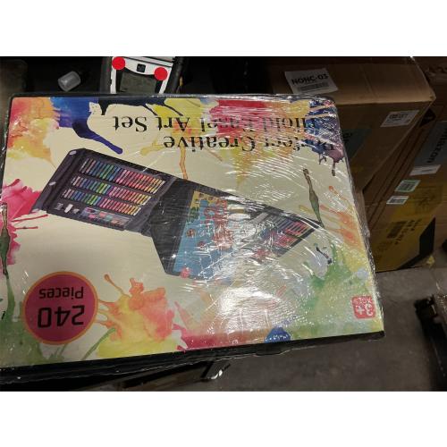 VigorFun Art Supplies, 240-Piece Art Set Crafts Drawing Kits with Double Sided Trifold Easel, Sketch Pads, Crayons, Colored Pencils, Gifts for Kids Girls Boys Teen Ages 4-6-8-9-12 (Black)