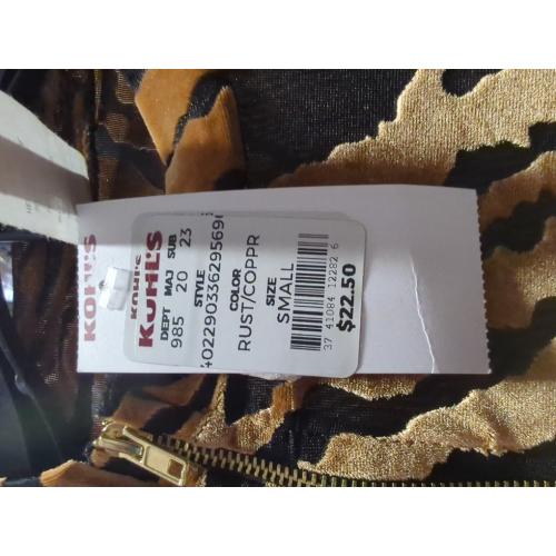 Size small Burnout Velvet Long Sleeve Mini Dress with Two Way Zipper Brown