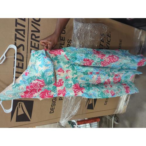 Size L/XLSunfere ..French Embroidery Cut-Out Print one-Shoulder, one-Waist Dress