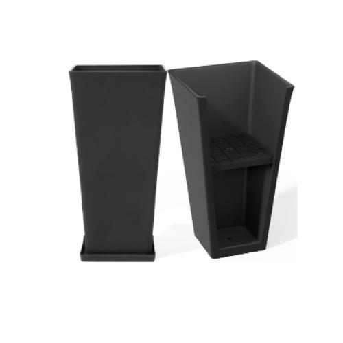 LA JOLIE MUSE Large Tall Black Planters Set of 2, Indoor/Outdoor Rectangular Large V Shaped Taper Planters for Front Door