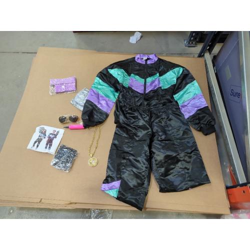 80s Tracksuit Outfit for Men Women, 90s Retro Hip Hop Costumes Windbreaker Kit Shell Suit Halloween Party Dress