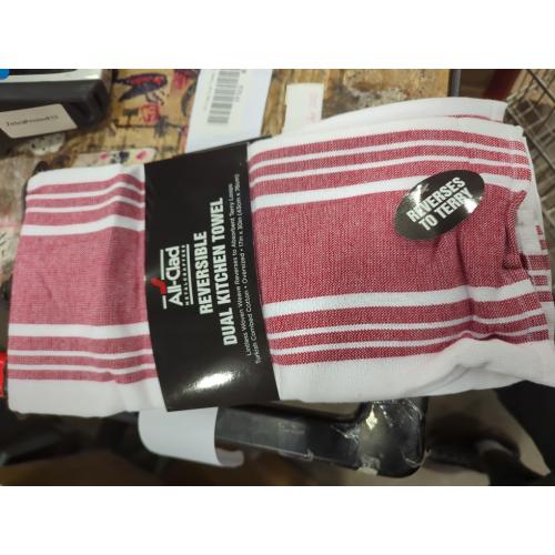 All-Clad Woven Bistro Kitchen Towels: Highly Absorbent, Super Soft Long Lasting - 100% Cotton, 20x30 Dish Towels for Cleaning & Drying Dishes, Pans, Glassware, or Countertops, (2-Pack), Chili