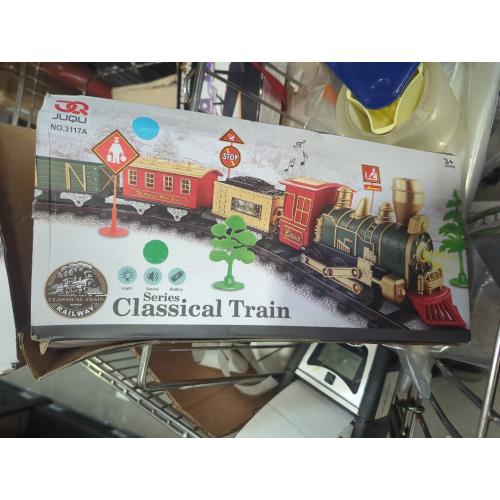 JUQU Electric Train Set for Kids Ages 3-8 – Battery Operated Toy Train with Lights, Sounds, 3 Cars & 10 Tracks, Classic Christmas Tree Train Set for Under or Around Tree