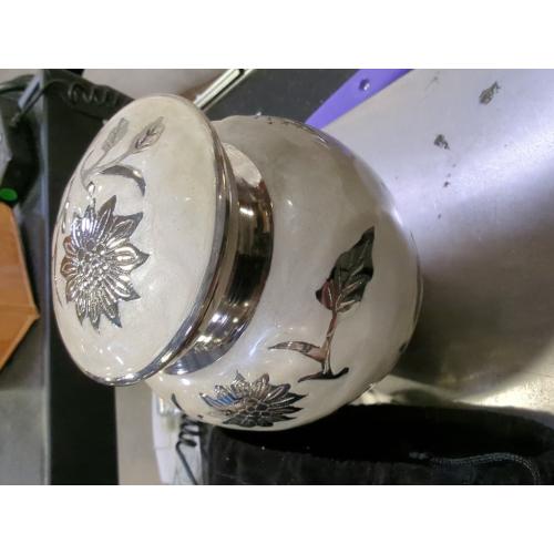 eSplanade Cremation Urn Memorial Container Jar Pot | Metal Burial Urns | Keepsake for Ashes | Brass - White - 6 Inches (Medium)