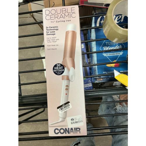 Conair Double Ceramic 1-1/2 Inch Curling Iron, 1.5-Inch Barrel Creates Soft Waves and Curls, Hair Curler for Use on Medium and Long Hair, White