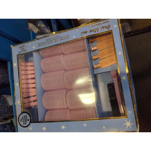 2pack.....Holler & Glow Best Blow Out Tools Set, Limited Edition, Velcro Rollers For Hair, For Lift & Volume, No Crease Hair Clips, Easy To Use Blowout For Curls, No Damage, All Hair, 25 Piece Gift Set