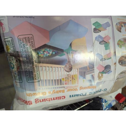 Toddler Climbing Toys Indoor, Baby Foam Climbing Blocks with Ball Pit for 1-3 Years Old, 6-Piece Soft Play Set Climbing Blocks, Climb Crawl Activity Play, Birthday (Balls not Included)