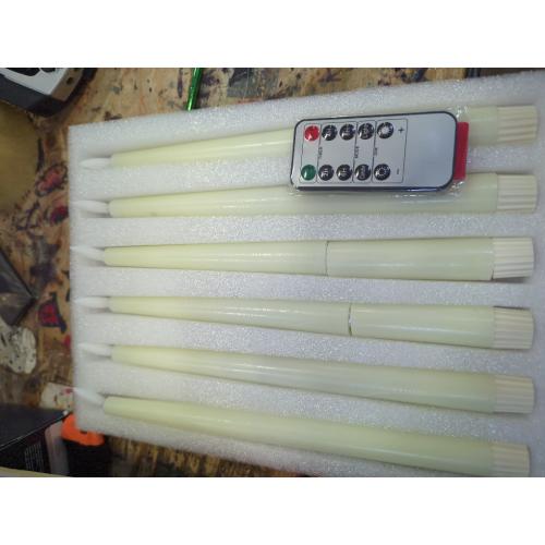 6 Pcs Burgundy Flameless Taper Candles with Remote, 10 White Battery Operated Led Candlesticks with Flickering 3D Flame, Fake Taper Candles for Halloween Anniversaries Dinner Home Décor