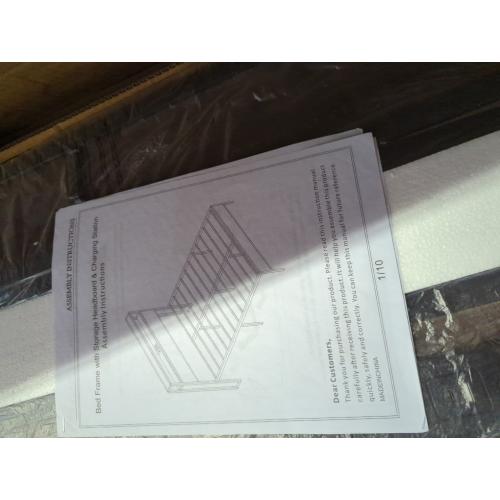 Queen Bed Frame With Storage Headboard and Charging Station Brown