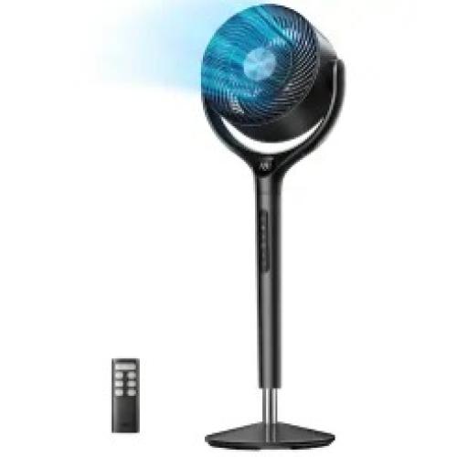 DREO - 9 in. Adjustable Pedestal Floor Fan, W/Remote and 120° Oscillation, 8-Speed, 20 dB, 8-H Timer