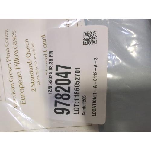Everhome American Grown Pima Cotton European Pillowcase 2 Standard/Queen 800 Thread Count Skyway