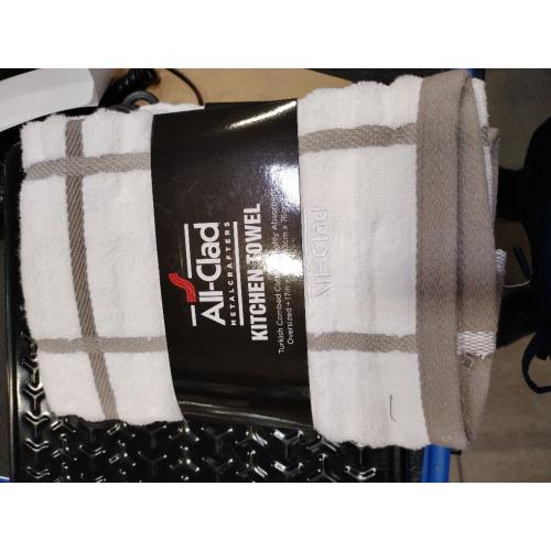 All-Clad Checked Kitchen Towel: Highly Absorbent, Super Soft Long Lasting - 100% Cotton, 17x30 Tea Towel for Cleaning & Drying Dishes, Pans, Glassware, or Countertops, (4-Pack), Mushroom