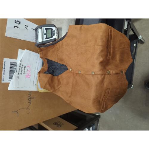 Size/m color brown  Men's V-Neck Suede Leather Vest Casual Western Cowboy Waistcoat