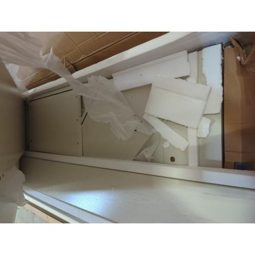 Wilkinson Farmhouse Queen Murphy Bed with Large Storage Drawer & Charging Station, White