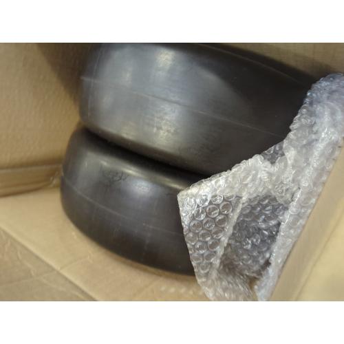2 Pcs 13x500-6 Color White Upgrade 13x5.00-6 Flat Free Lawn Mower Tire and Wheel with 3/4 Chrome Steel Bearings, Zero Turn Mower Front Solid Tire Assembly for Commercial Grade Lawn, Garden Turf, 4.2-5.2 Centered Hub