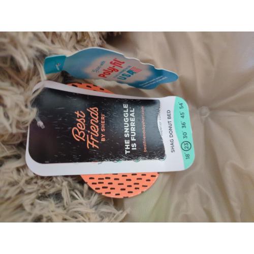 Best Friends by Sheri Luxury 23 Inch Shag Faux Fur Donut Dog Cat Pet Bed, Taupe