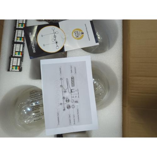 Modern Gold Chandelier Rectangle Pendant Light Ammber Globe Glass Sputnik Chandeliers Hanging Light Fixture 16-Light