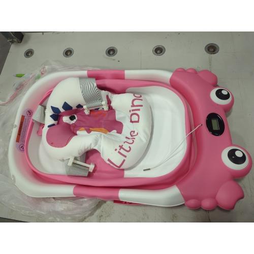 Collapsible Baby Bathtub for Newborns to Toddler with Real-time Temp Monitor & Floating Cushion,Portable Travel Tub for 0-36 Month, Foldable Baby Bath Tub for Infants Girl (Pink)