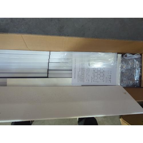 Hexagon LED Lights, Hexagon Ceiling Light with Rectangle Frame, 14 Grid Honeycomb LED Shop Light for Car Detailing Shop,Garage, Basement, Gym, Warehouse, Bright 6500K, 73920LM, AC85-250V