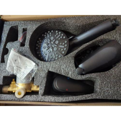 Tub and Shower Faucet Set Complete Dual Shower Head and Handheld 2 in 1 Combo Set Shower System with Tub Spout Tub and Shower Trim Kit Matte Black