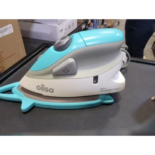 Oliso M2 Mini Project Steam Iron with Solemate - for Sewing, Quilting, Crafting, and Travel | 1000 Watt Dual Voltage Ceramic Soleplate Steam Iron, Turquoise