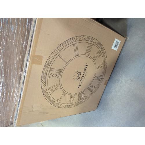 Montoire 24 Inch Wooden Farmhouse Wall Clock, Extra Large for Living Room Decor - Big Rustic Wood Large Round Wall Clock 24 Inches or Larger, Battery Operated with Decorative Roman Numerals