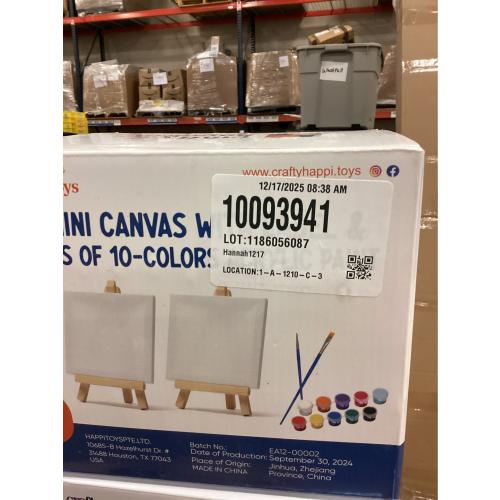 Mini Canvas and Easel Set with Watercolor Paint in Bulk Set of 12 - Kids Art Party Favors & Party Supplies - 4x4 Small Canvases for Painting with Easel - Water Colors Paint for Kids