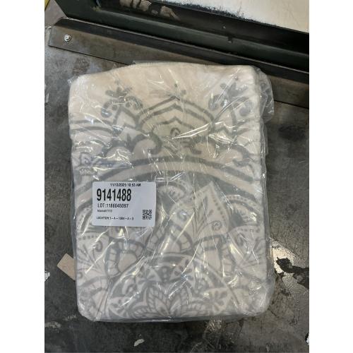 Carvapet 2' Small Round Area Rug Chic Boho Mandala Print Circle Rugs Non Slip Machine Washable Floor Mat Soft Throw Rug for Powder Room Entryway Bathroom Nursery Bedside Floor Decor Ivory Grey