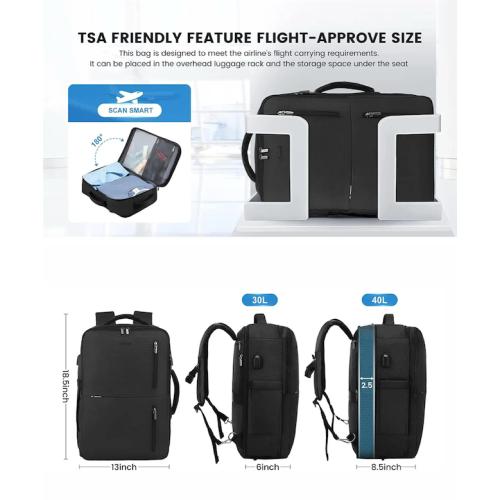 LOVEVOOK 40L Travel Backpack With 3 Packing Cubes Expandable Large Laptop Backpack Women Waterproof Backpack Waterproof Daypack Travel Bag TSA Fit 17inch Laptop Luggage With USB Charging Port