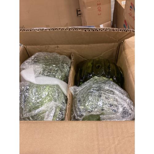 Glass Green Tulip Lamp Shades Set of 2 Small Flower Art Blown Lampshades,1.58lb,1.65 Top x 5.5 Diameter x 3.9 Height,Replacement Mini Lamp Shade for Floor Lamp Table Wall Lamp Chandelier Decor