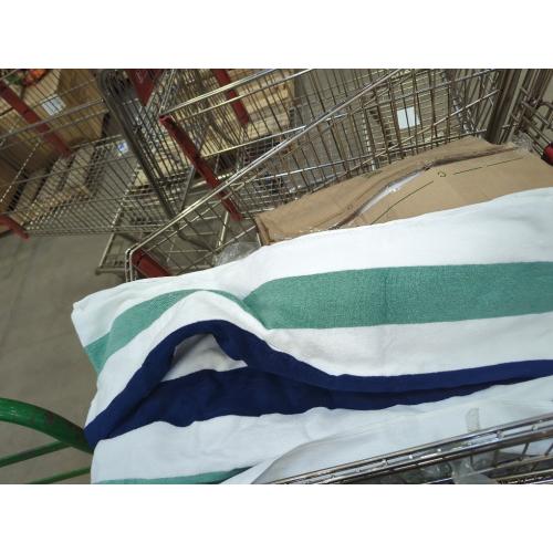 2 Bornbay Cotton Oversized Beach Towel - Extra Large 40X70 Plush Thick Pool Towel, XL Fluffy Stripe Beach Towels Teal Swimming Towel for Adults Mens Women (White Teal Blue)