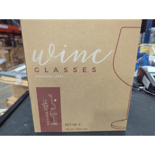 Gusto Nostro Stainless Steel Wine Glass - 18 oz - Unbreakable Black Wine Glasses for Travel, Camping and Pool - Fancy, Unique and Cool Portable Metal Wine Glass for Outdoor Events, Picnics (Set of 2)