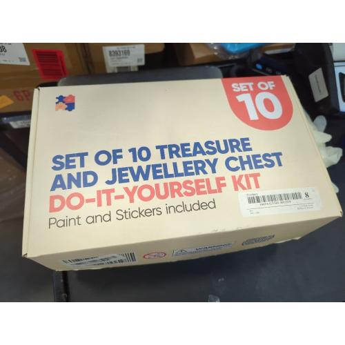 10 Sets Jewelry Box Painting Set for Kids with Stickers - Bulk Stockings & Birthday Goodie Bag Stuffer - Kids Party Favors Toy Return Gifts - Unfinished Wooden Treasure Boxes For Arts & Craft