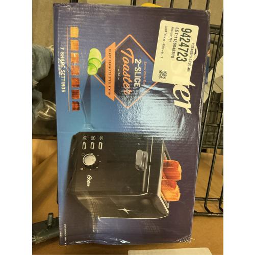 BLACK Oster 2-Slice Toaster with Extra Wide Slots, Bagel Toaster,