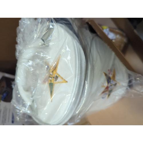 Generic Masonic OES Crown, Fez Case - Order of Eastern Star White Fez Cap For Freemasons With Strap For Hanging on Shoulder