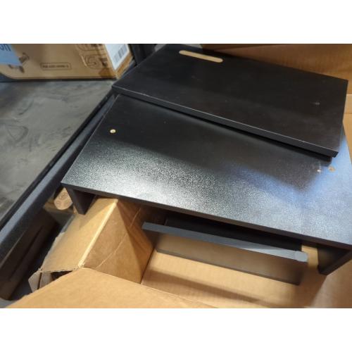 TEAMIX Wood Monitor Stand Riser-2 Pack, 2 Tier Adjustable Monitor Stand Dual Monitor Riser for 2 Monitors/Laptop/PC Black Computer Stand for Desk