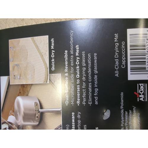 Cappuccino 16x28 All-Clad Premium Reversible Dish Drying Mat for Kitchen: 16 x 28 Ultra-Absorbent, Long-Lasting, No Condensation, and Oversized for Large Pots and Pans - 1 Pack, Cappuccino