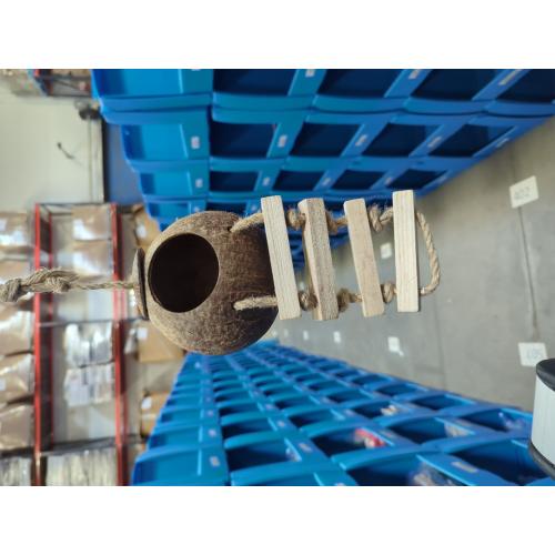 Brown Hide with Ladder Natural Fiber Hanging Birdhouse Shells Breeding Nest for Parrot