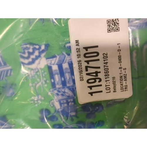 Preppy Blue and Green Willow Pattern Chinoiserie Toile Throw Pillow