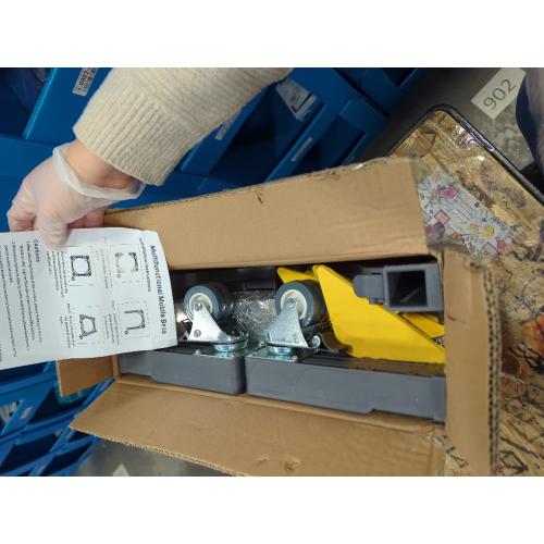 All Steel Mobile Base Heavy Duty Furniture Dolly Adjustable Mini Fridge Stand Washing Machine Stand Furniture Dolly for Washer, Refrigerator and Dryer yellow and grey with wheels