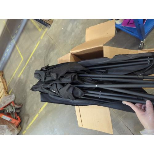 Portable Outdoor 2-Seat Folding Chair Plus Movable Sun Umbrella Black