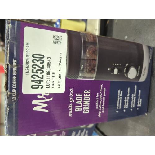 Mr. Coffee 12-Cup Automatic Blade Mill Grinder - Black