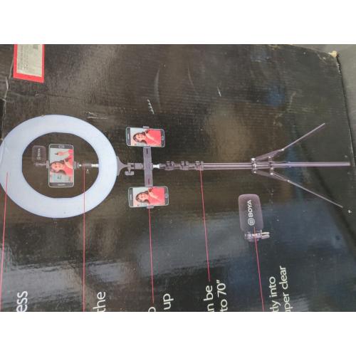 SUNPAK Professional 18 Inch Ring Light with Tripod Stand Phone Holder Compatible with iPhone, 45W Remote Shutter App Control, Video Recording Makeup Selfie Studio Streaming Filming, RP18B Pro Black