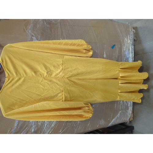 Women's 3XL Spring and Autumn Dresses Loose Cotton Solid Color Round Neck Long Sleeve Dresses