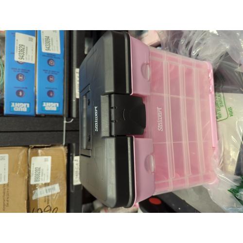 Portable Tool Box - Small Parts Organizer with Drawers and Customizable Compartments for Hardware, Fishing Tackle, Beads, or Crafts by Stalwart (Pink)