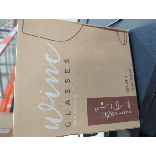 Gusto Nostro Stainless Steel Wine Glass - 18 oz - Unbreakable Black Wine Glasses for Travel, Camping and Pool - Fancy, Unique and Cool Portable Metal Wine Glass for Outdoor Events, Picnics (Set of 2)